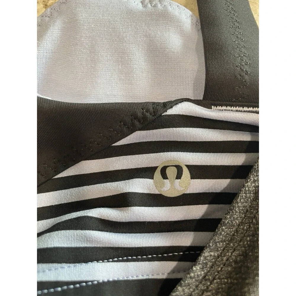 Lululemon Run Back On Track Tank, Black Classic Stripe Polar Haze Black Size 6